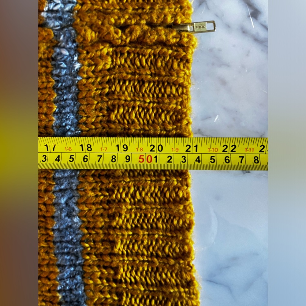 EUC Chic BY MALENE BIRGER Wool/Acrylic Colberta Stripe Sweater M Grey/Marigold - Picture 9 of 13
